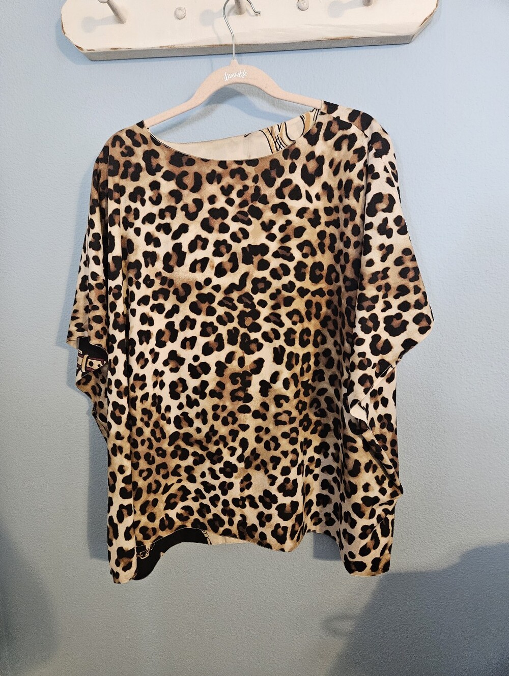 Chico's Brown and Black Leopard Print Satin Reversible Top